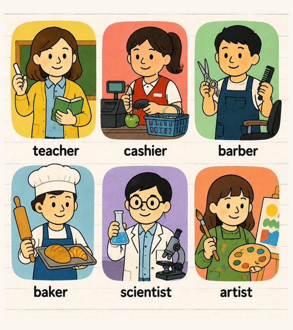 教师、科学家、艺术家等职业主题图